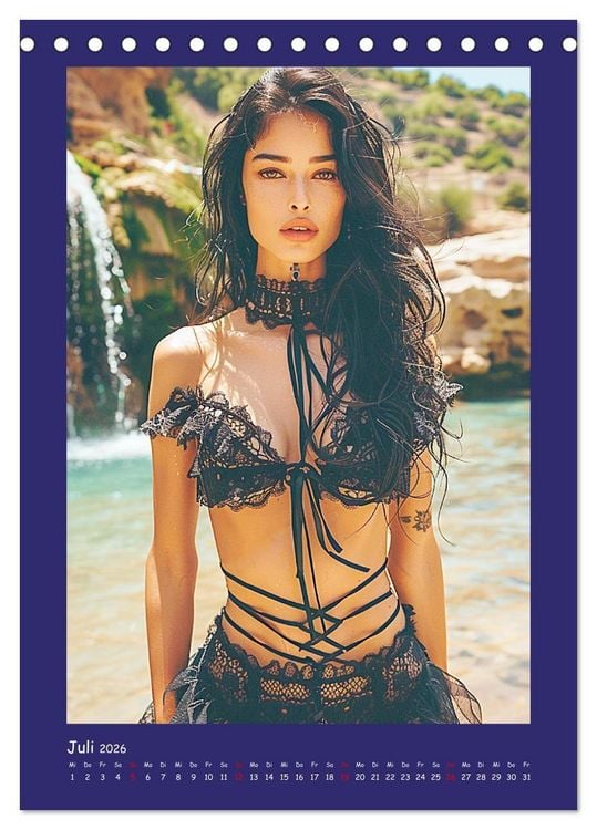 Produktbild: Sch&ouml;ne Dessous-Girls. Sinnliche Frauen am Wasser (Tischkalender 2026 DIN A5 hoch), CALVENDO Monatskalender