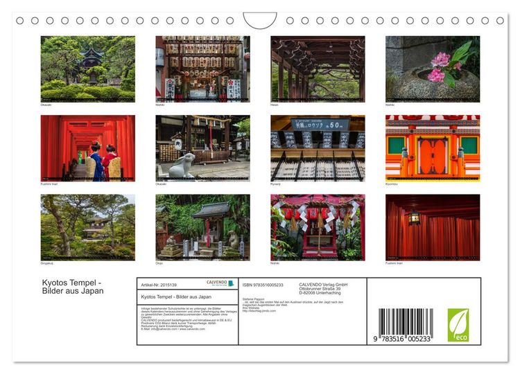 Produktbild: Kyotos Tempel - Bilder aus Japan (Wandkalender 2026 DIN A4 quer), CALVENDO Monatskalender