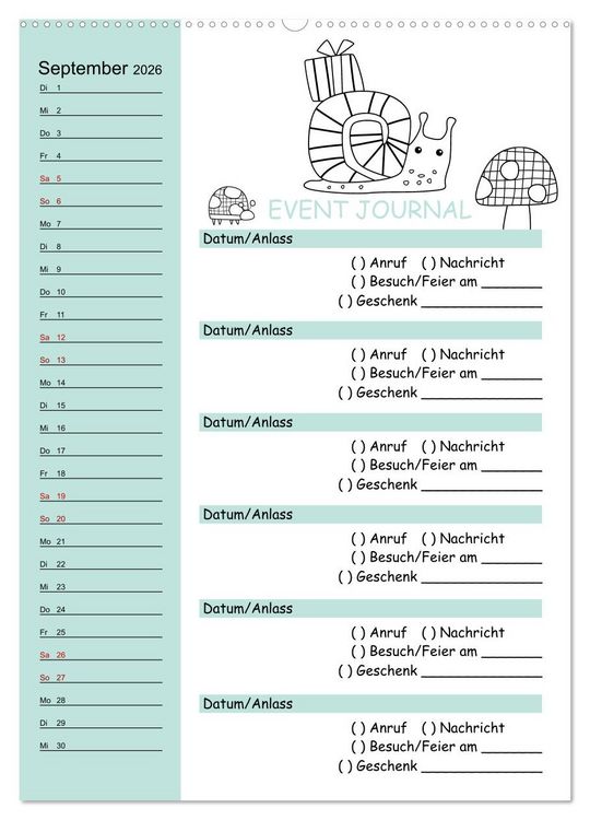 Produktbild: Geburtstagsplaner Doodle Tiere - F&uuml;r Termine, Geschenke, Eventdetails & mehr (hochwertiger Premium Wandkalender 2026 DIN A2 hoch), Kunstdruck in Hochglanz