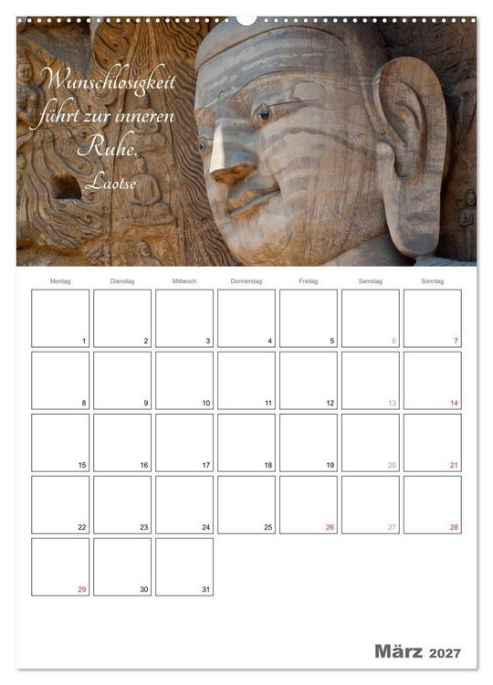 Produktbild: Harmonie und Freude Buddhistische Weisheiten 2027 (Wandkalender 2027 DIN A2 hoch), CALVENDO Monatskalender