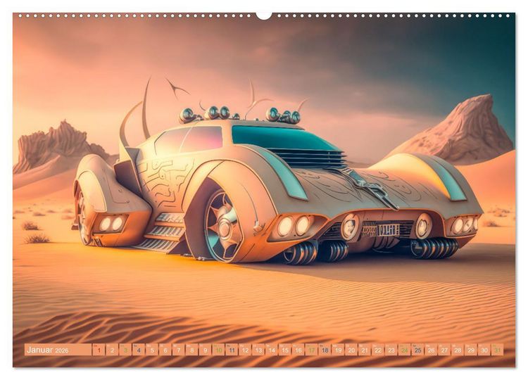 Produktbild: Futuristische W&uuml;stencars (Wandkalender 2026 DIN A2 quer), CALVENDO Monatskalender