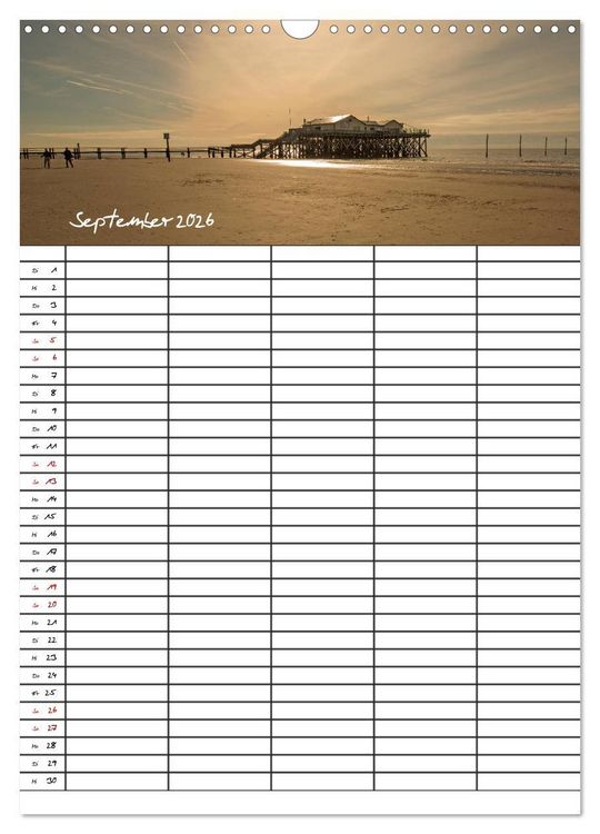 Produktbild: St. Peter Ording Familienplaner (Wandkalender 2026 DIN A3 hoch), CALVENDO Monatskalender