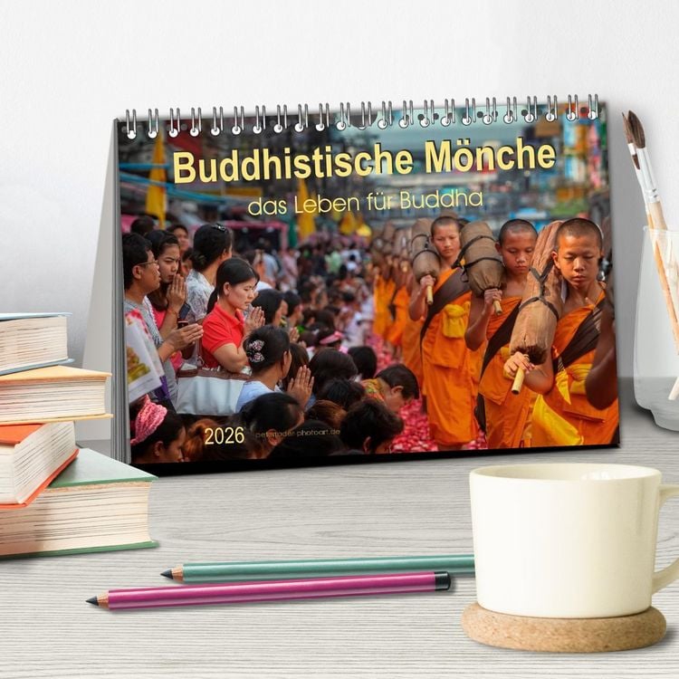 Produktbild: Buddhistische M&ouml;nche - das Leben f&uuml;r Buddha (Tischkalender 2026 DIN A5 quer), CALVENDO Monatskalender