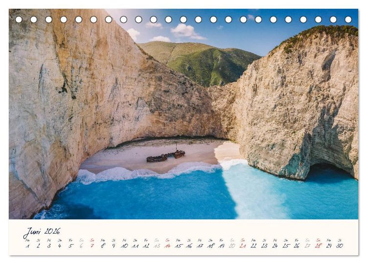 Produktbild: Griechenland - Malerische K&uuml;sten auf Zakynthos und Lefkada (Tischkalender 2026 DIN A5 quer), CALVENDO Monatskalender