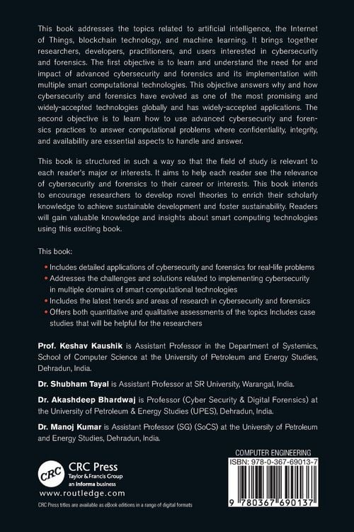 Produktbild: Advanced Smart Computing Technologies in Cybersecurity and Forensics
