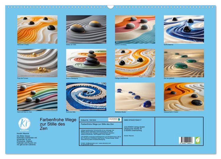 Produktbild: Farbenfrohe Wege zur Stille des Zen (Wandkalender 2026 DIN A2 quer), CALVENDO Monatskalender