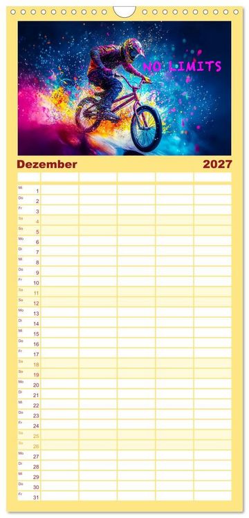 Produktbild: Familienplaner 2027 - BMX - Coole Slogans mit 5 Spalten (Wandkalender, 21 x 45 cm) CALVENDO