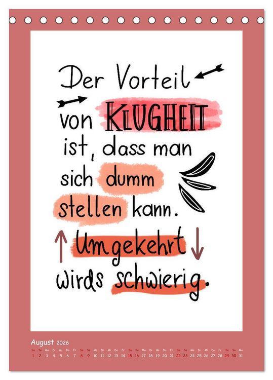 Produktbild: Nachgedacht-Spr&uuml;che und Zitate (Tischkalender 2026 DIN A5 hoch), CALVENDO Monatskalender