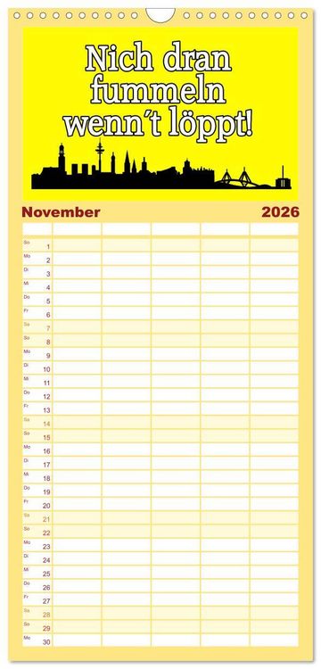 Produktbild: Familienplaner 2026 - Hamburger Schnack mit 5 Spalten (Wandkalender, 21 x 45 cm) CALVENDO