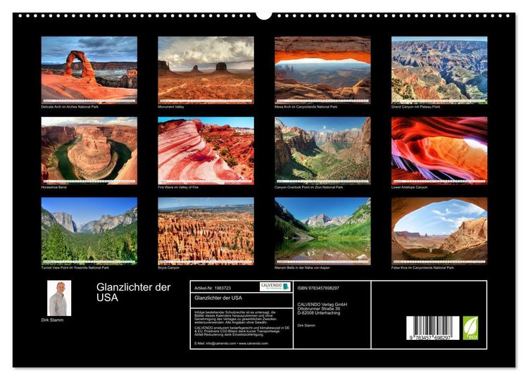 Produktbild: Glanzlichter der USA (hochwertiger Premium Wandkalender 2026 DIN A2 quer), Kunstdruck in Hochglanz