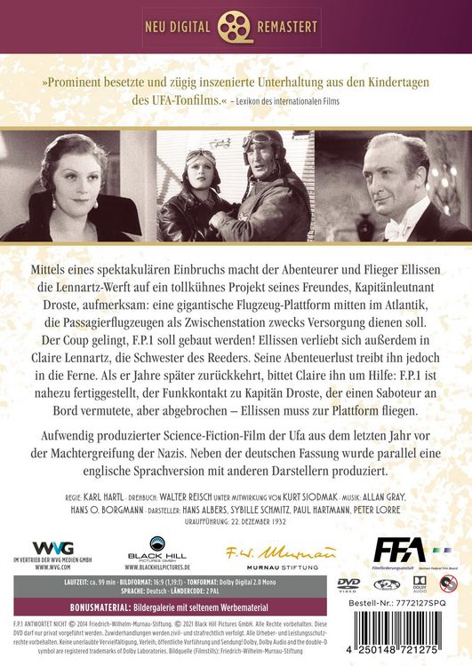 Produktbild: Deutsche Filmklassiker - F.P. 1 antwortet nicht