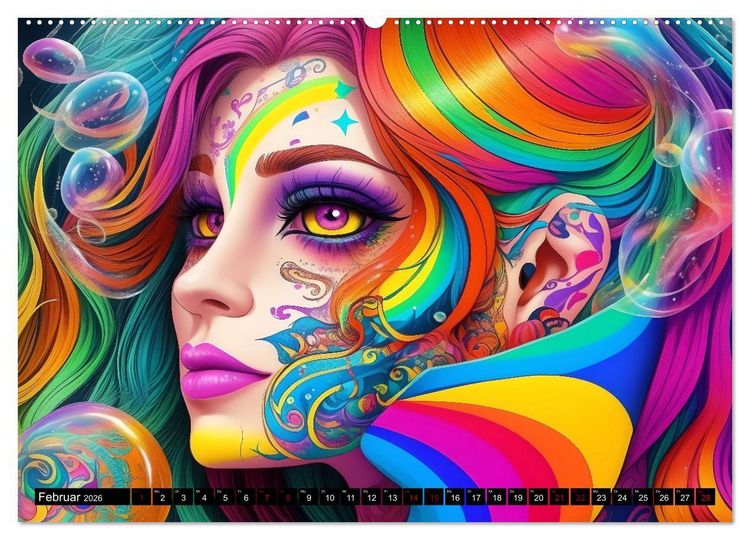 Produktbild: Psychedelische Ladies (hochwertiger Premium Wandkalender 2026 DIN A2 quer), Kunstdruck in Hochglanz