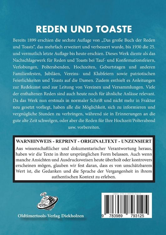 Produktbild: Das gro&szlig;e Buch der Reden und Toaste Eine Sammlung Heiterer und ernster Reden und Toaste