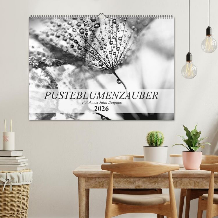 Produktbild: Pusteblumenzauber in schwarzwei&szlig; (Wandkalender 2026 DIN A2 quer), CALVENDO Monatskalender