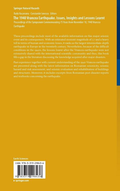Produktbild: The 1940 Vrancea Earthquake. Issues, Insights and Lessons Learnt