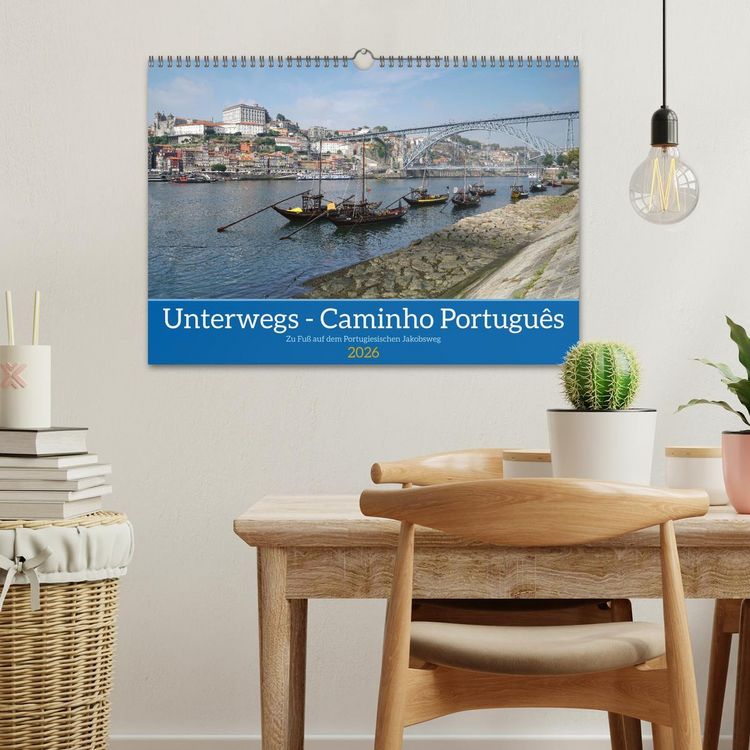Produktbild: Unterwegs - Caminho Portugu&ecirc;s. Zu Fu&szlig; auf dem Portugiesischen Jakobsweg (Wandkalender 2026 DIN A3 quer), CALVENDO Monatskalender