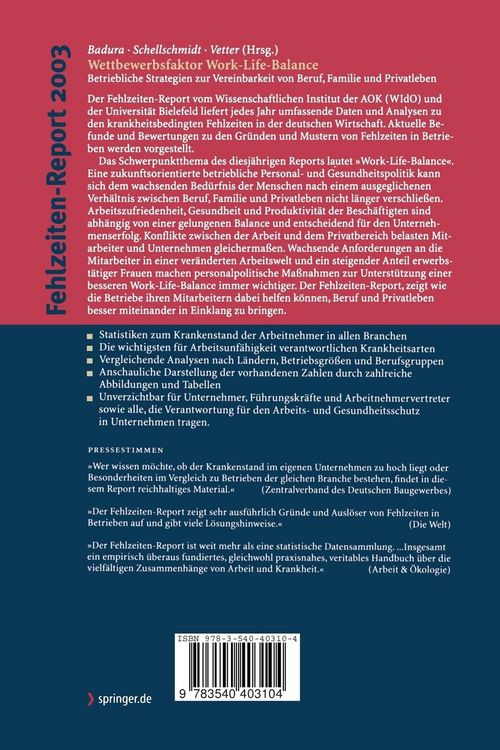 Produktbild: Fehlzeiten-Report 2003