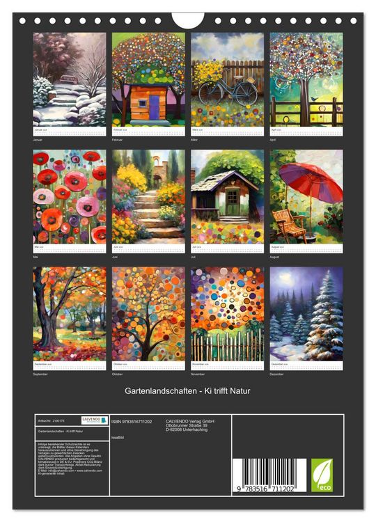 Produktbild: Gartenlandschaften - Ki trifft Natur (Wandkalender 2026 DIN A4 hoch), CALVENDO Monatskalender