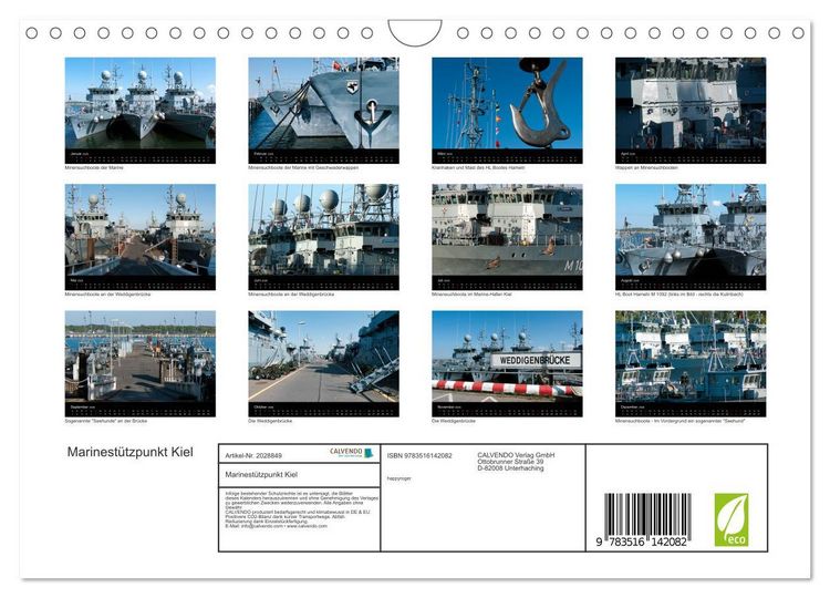 Produktbild: Marinest&uuml;tzpunkt Kiel (Wandkalender 2026 DIN A4 quer), CALVENDO Monatskalender