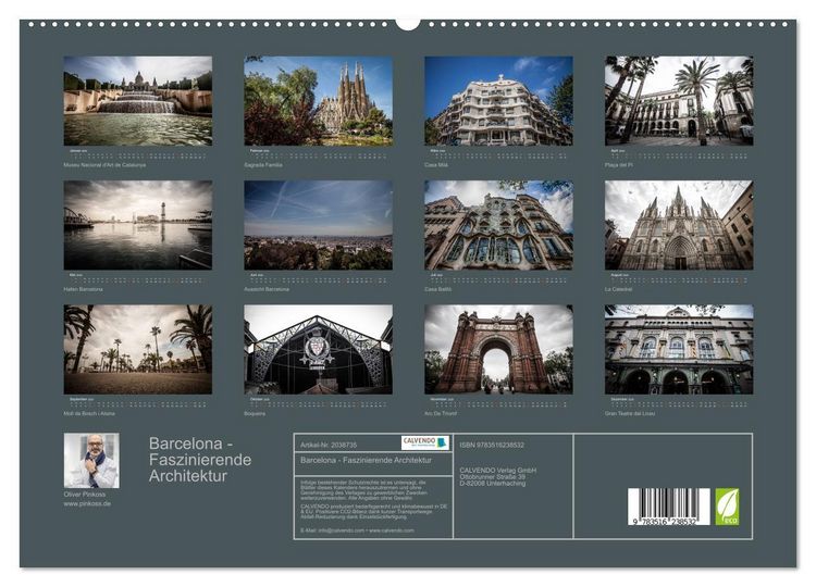 Produktbild: Barcelona - Faszinierende Architektur (hochwertiger Premium Wandkalender 2026 DIN A2 quer), Kunstdruck in Hochglanz