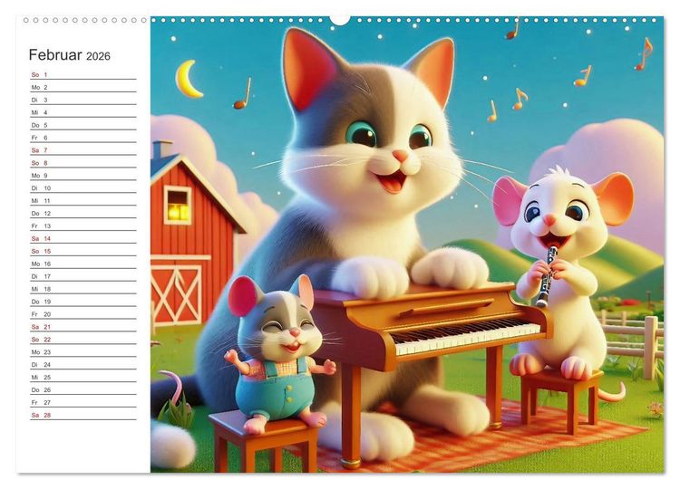 Produktbild: Musikalische Waldtiere (hochwertiger Premium Wandkalender 2026 DIN A2 quer), Kunstdruck in Hochglanz