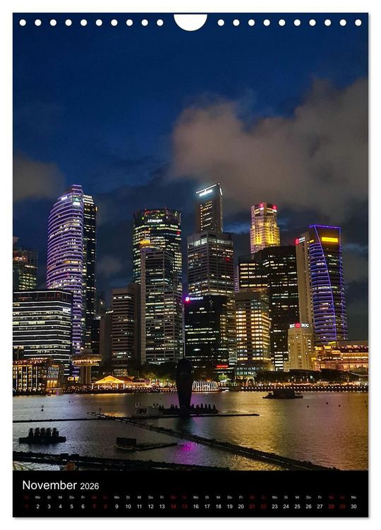 Produktbild: Singapur - Faszinierende Lichterwelt Marina Bay (Wandkalender 2026 DIN A4 hoch), CALVENDO Monatskalender