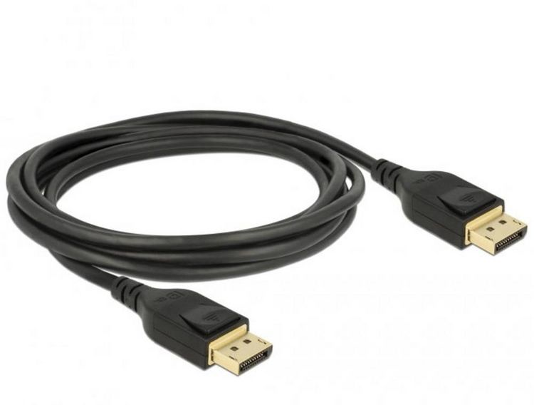 Produktbild: Delock DisplayPort Anschlusskabel DisplayPort Stecker 2m Schwarz 85660 vergoldete Steckkontakte, verdrillt, dreifach geschirmt