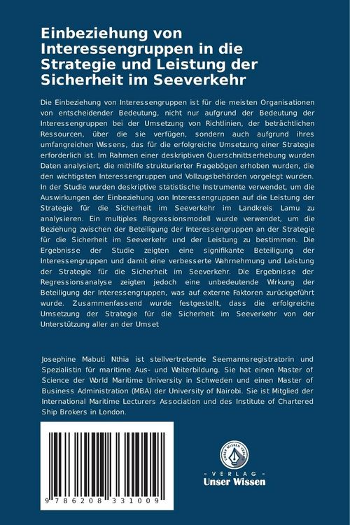 Produktbild: Einbeziehung von Interessengruppen in die Strategie und Leistung der Sicherheit im Seeverkehr