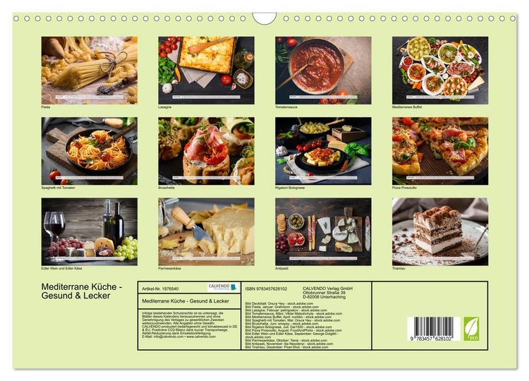 Produktbild: Mediterrane K&uuml;che - Gesund & Lecker (Wandkalender 2026 DIN A3 quer), CALVENDO Monatskalender