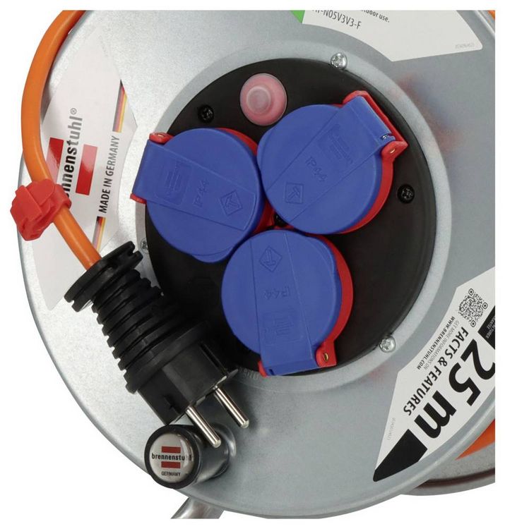 Produktbild: Brennenstuhl 1198740 Kabeltrommel 25 m Orange Schutzkontakt-Stecker