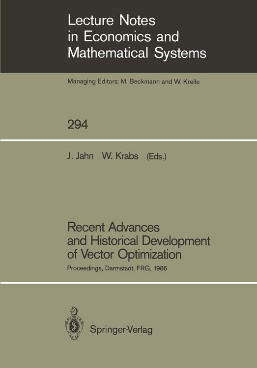 Produktbild: Recent Advances and Historical Development of Vector Optimization