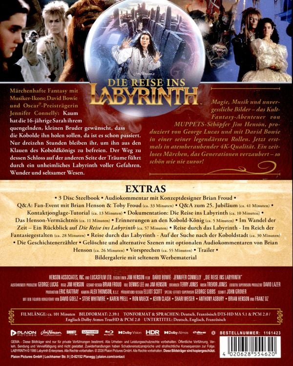 Produktbild: Die Reise ins Labyrinth - Steelbook (4K Ultra HD+2 Blu-rays)