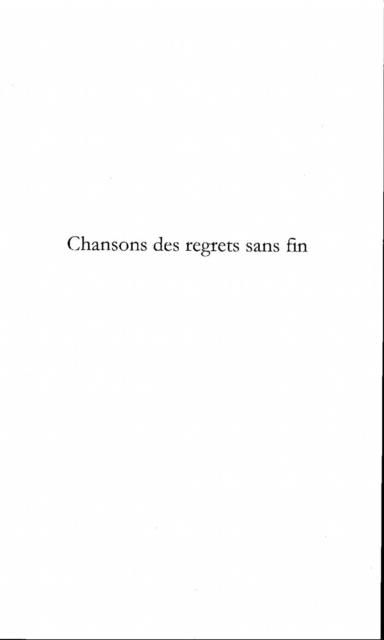 Produktbild: Chanson des regrets sans fin et autres poemes