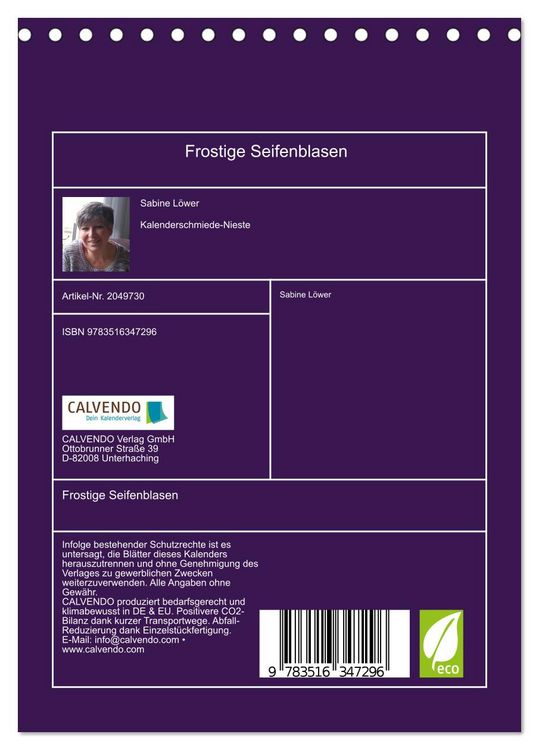 Produktbild: Frostige Seifenblasen (Tischkalender 2026 DIN A5 hoch), CALVENDO Monatskalender