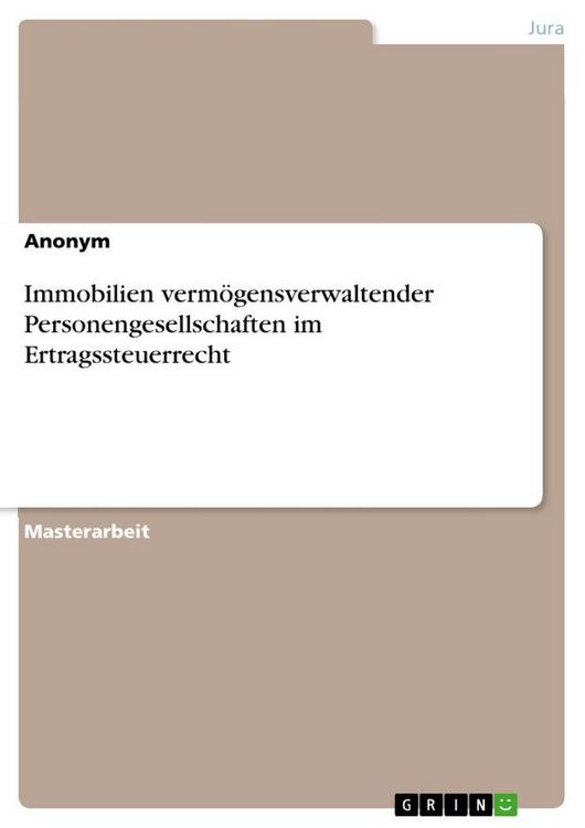 Produktbild: Immobilien verm&ouml;gensverwaltender Personengesellschaften im Ertragssteuerrecht