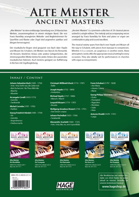 Produktbild: Alte Meister f&uuml;r Querfl&ouml;te und Klavier/Orgel