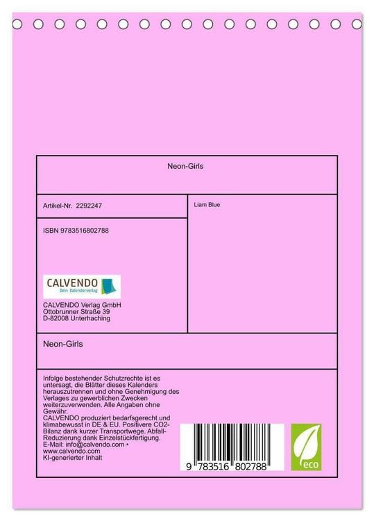 Produktbild: Neon-Girls (Tischkalender 2027 DIN A5 hoch), CALVENDO Monatskalender
