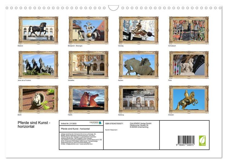 Produktbild: Pferde sind Kunst - horizontal (Wandkalender 2026 DIN A3 quer), CALVENDO Monatskalender