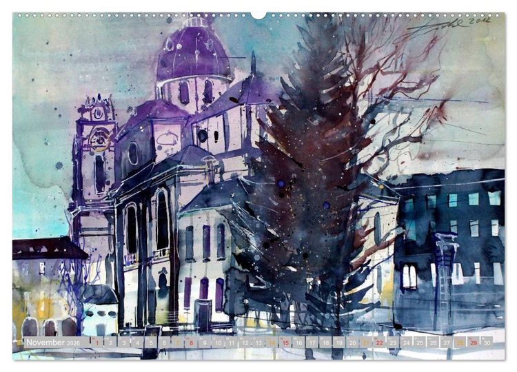 Produktbild: Aquarelle aus der Mozartstadt Salzburg (Wandkalender 2026 DIN A2 quer), CALVENDO Monatskalender