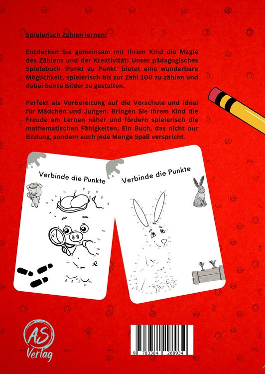 Produktbild: Das Spielebuch: Punkt zu Punkt. Kreative Besch&auml;ftigung, Zahlen verbinden und malen.