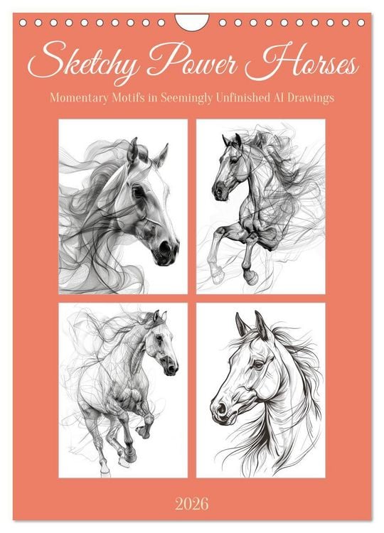 Produktbild: Sketchy Power Horses (Wall Calendar 2026 DIN A4 portrait), CALVENDO 12 Month Wall Calendar