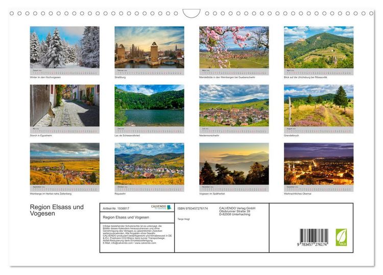 Produktbild: Region Elsass und Vogesen (Wandkalender 2026 DIN A3 quer), CALVENDO Monatskalender