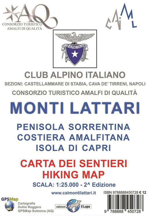 Produktbild: Monti Lattari. Penisola sorrentina. Costiera amalfitana. Isola di Capri. Carta dei sentieri scala 1:25000