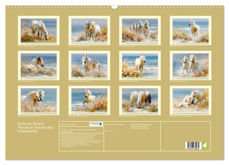 Produktbild: Hufe am Strand. Pferde im Schein des K&uuml;stenlichts (Wandkalender 2027 DIN A2 quer), CALVENDO Monatskalender