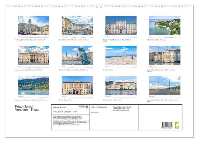 Produktbild: Friaul-Julisch Venetien - Triest (Wandkalender 2026 DIN A2 quer), CALVENDO Monatskalender