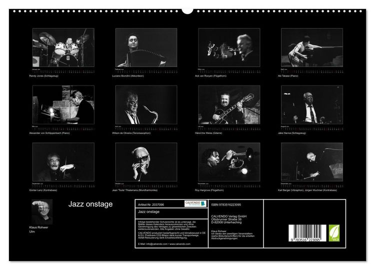 Produktbild: Jazz onstage (hochwertiger Premium Wandkalender 2026 DIN A2 quer), Kunstdruck in Hochglanz