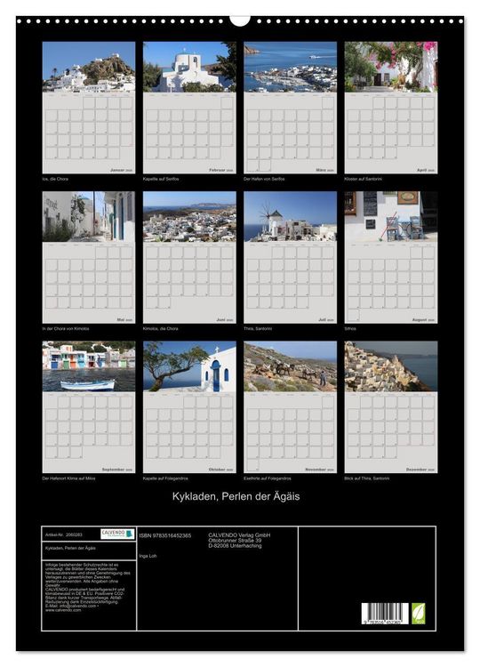 Produktbild: Kykladen, Perlen der &Auml;g&auml;is (Wandkalender 2026 DIN A2 hoch), CALVENDO Monatskalender