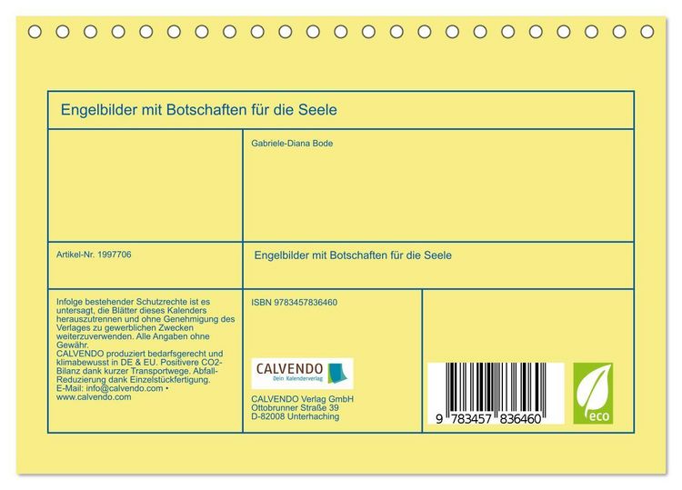 Produktbild: Engelbilder mit Botschaften f&uuml;r die Seele (Tischkalender 2026 DIN A5 quer), CALVENDO Monatskalender