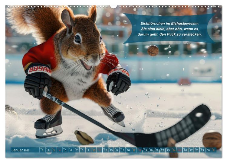 Produktbild: Der tierisch lustige Eishockey Kalender (Wandkalender 2026 DIN A2 quer), CALVENDO Monatskalender