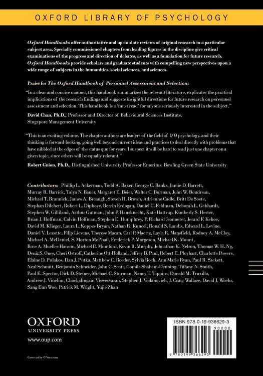 Produktbild: Oxford Handbook of Personnel Assessment and Selection